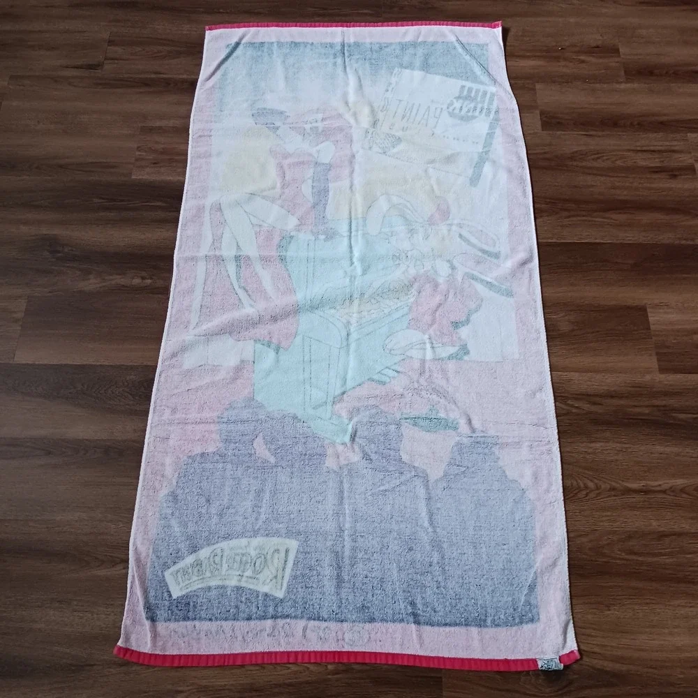 Vintage 1987 Disney Who Framed‎ Roger Rabbit Beach Towel Piano Bar 30 x 57